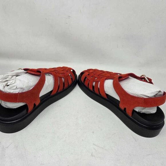 Women's EU 41 (US 10-10.5) By Anthropologie Footbed Fisherman Flats sandals red - Picture 9 of 11